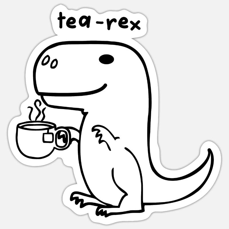thé rex - Sticker taille S (10 x 10 cm) - blanc mat