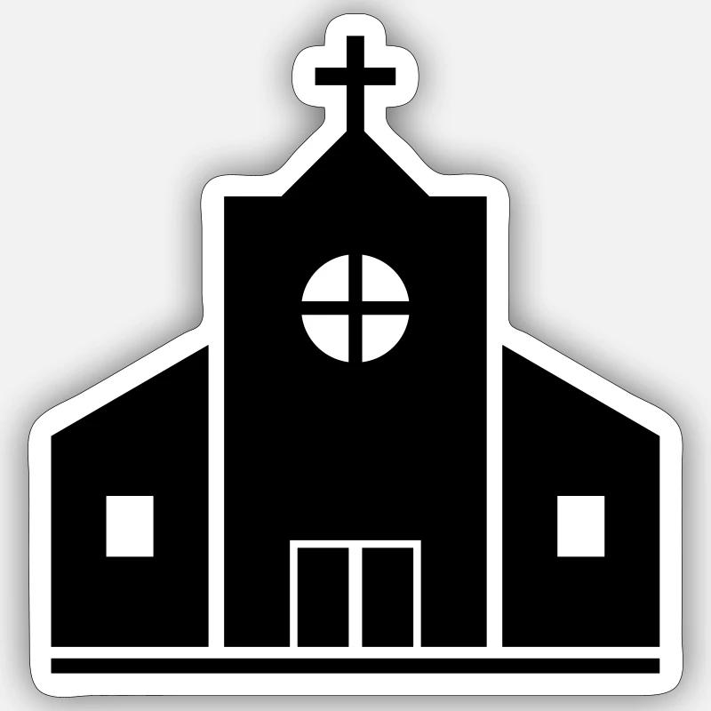 Kirche - Sticker Größe S (10 x 10 cm) - Mattweiß