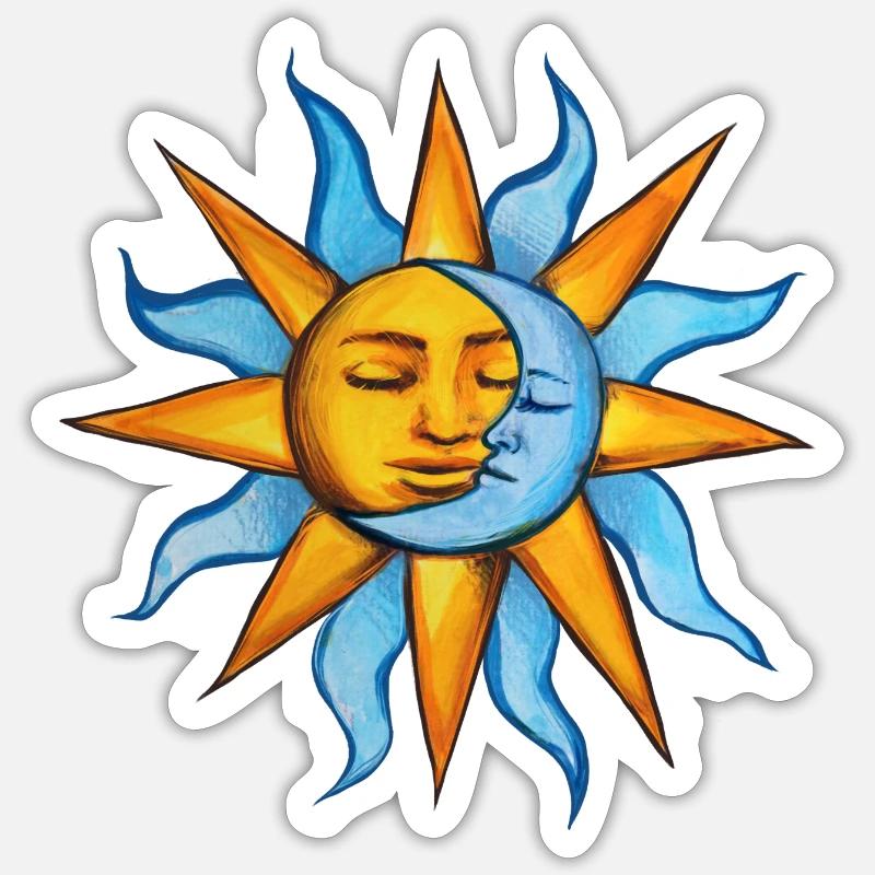 sun moon - Sticker size S (10 x 10 cm) - white matte