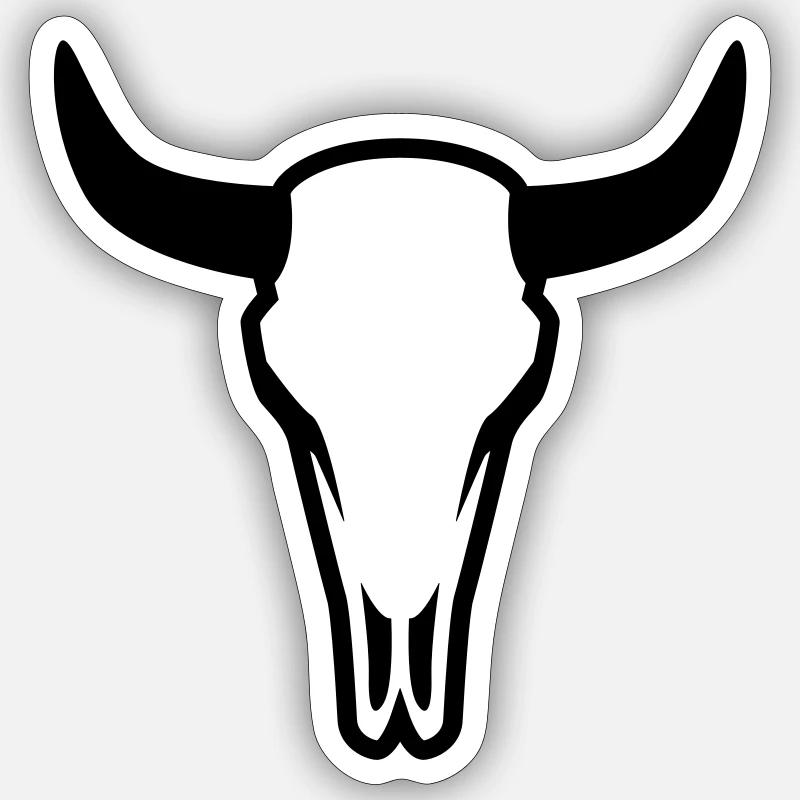 Crâne de vache taureau - Sticker taille S (10 x 10 cm) - blanc mat