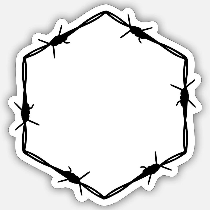 Barbed Wire 6 Corner Hexagon - Gift Idea Tattoo Sticker size S (10 x 10 cm)