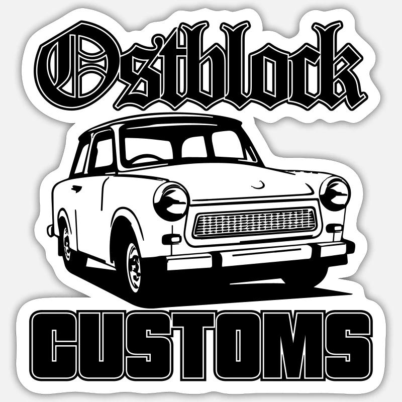 Farbe änderbar | Trabi Trabbi Ostblock Customs - Sticker Größe S (10 x 10 cm) - Mattweiß