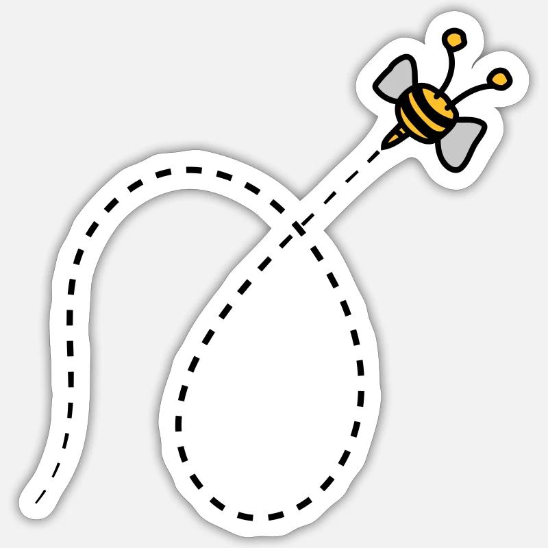Dashed line bee Sticker size S (10 x 10 cm)