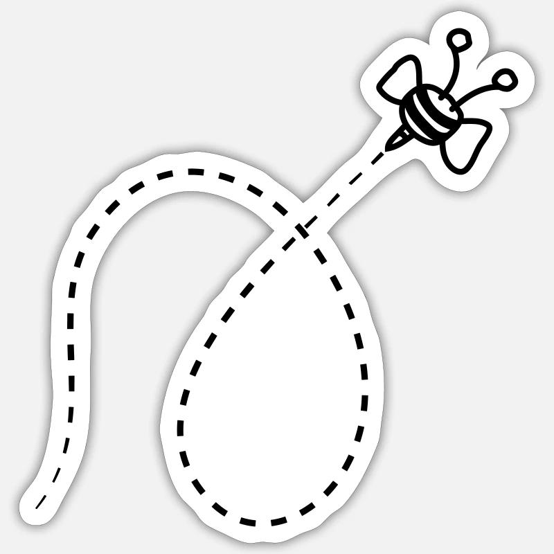 Line Dashed Bee Sticker size S (10 x 10 cm)