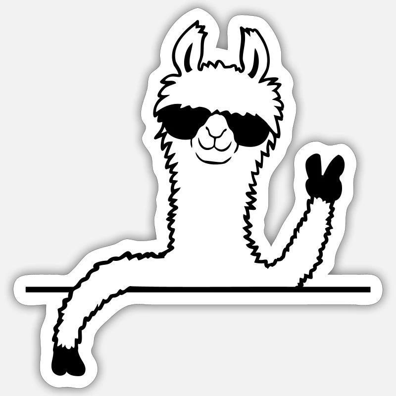 Sonnenbrille Lama Comic Sticker Größe S (10 x 10 cm)