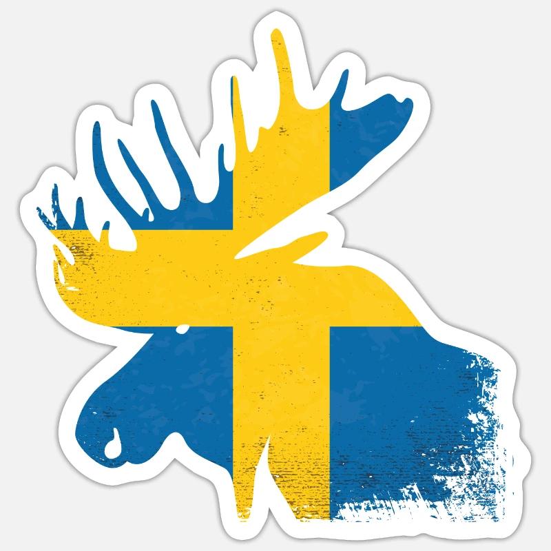 Moose Silhouette Suède - Sticker taille S (10 x 10 cm) - blanc mat