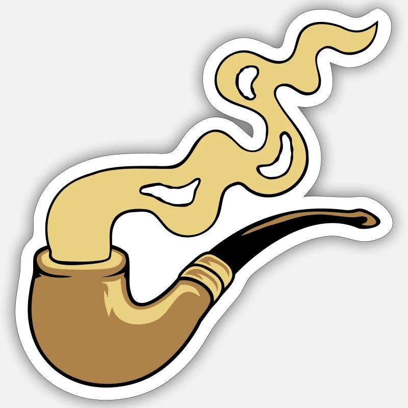Fumée Tabac Pipe Fumée - Sticker taille S (10 x 10 cm) - blanc mat
