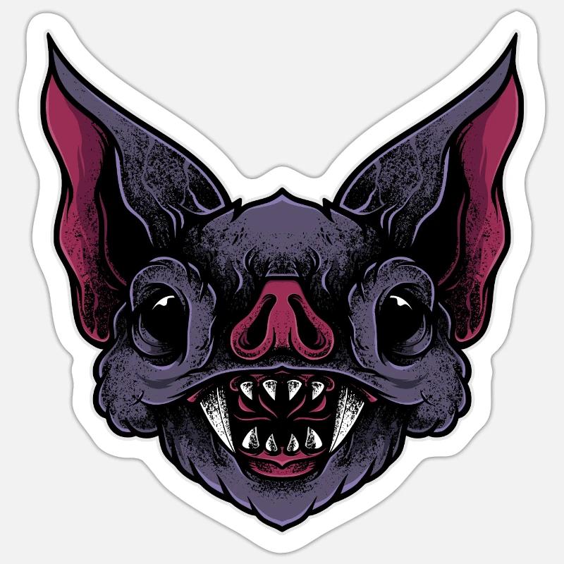 Bat Head Print Design - Sticker size S (10 x 10 cm) - white matte