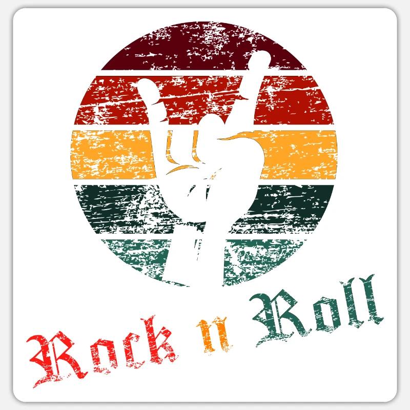 Rock and Roll - Sticker taille S (10 x 10 cm) - blanc mat