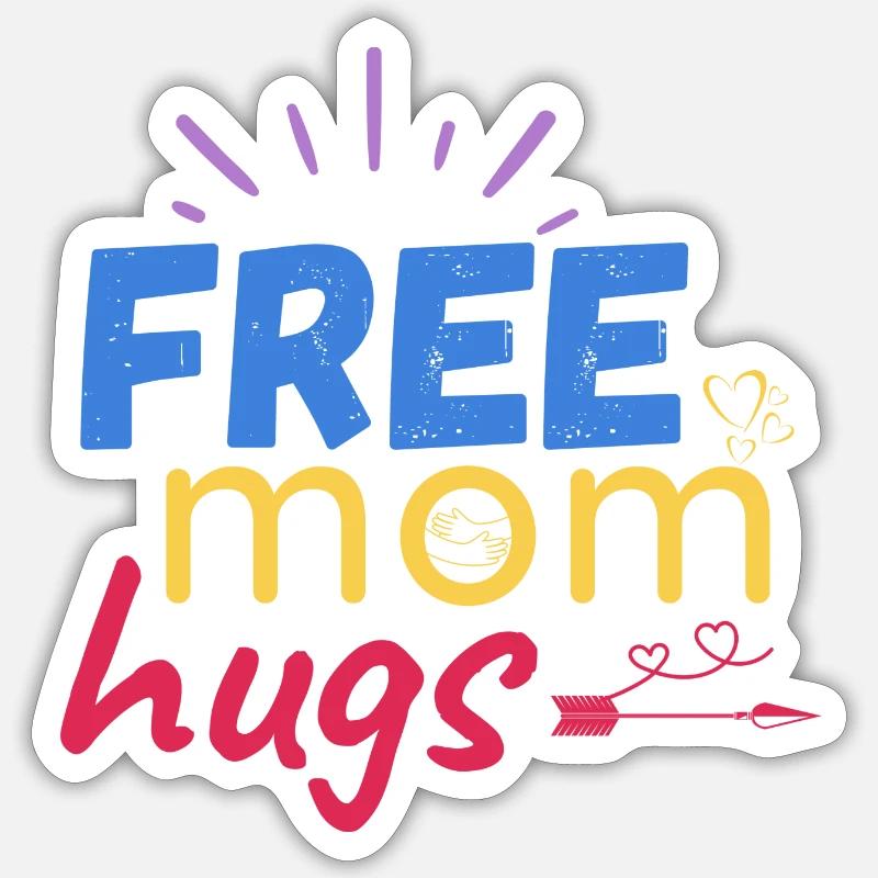 Câlins gratuits de maman - Sticker taille S (10 x 10 cm) - blanc mat