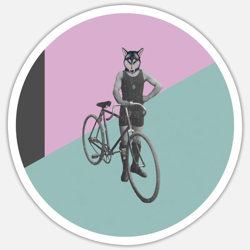 Rennradfahrer - Sticker Größe S (10 x 10 cm) - Mattweiß