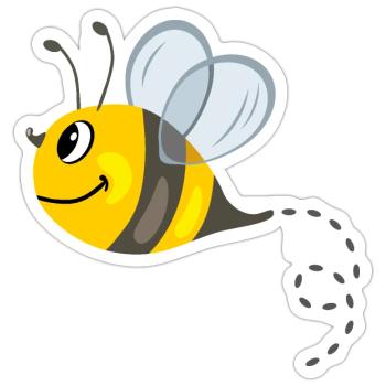 Happy funny bee - Sticker size S (10 x 10 cm) - white matte - Front