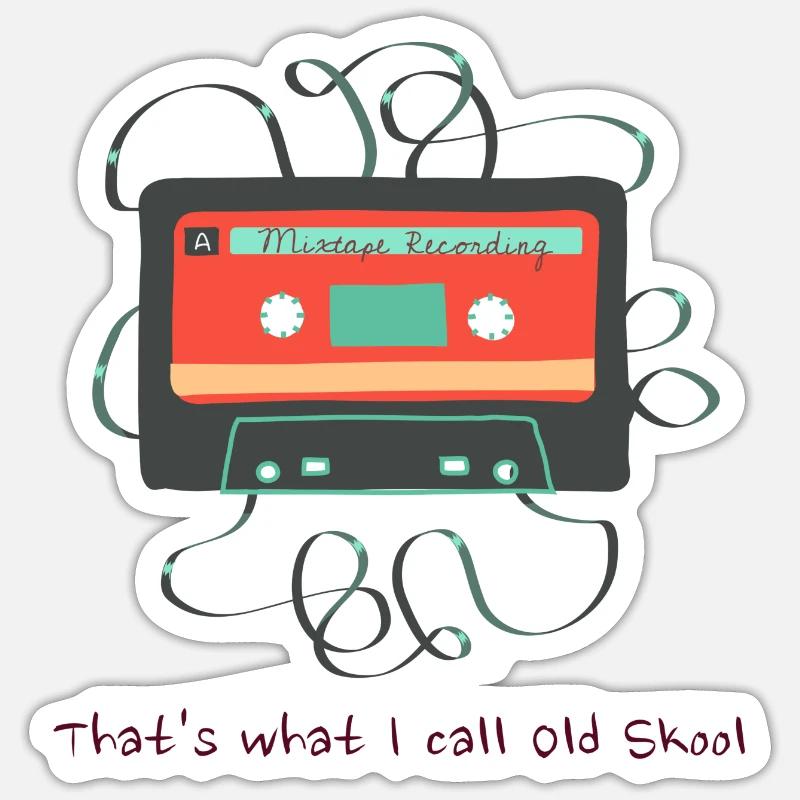 Old Cassette Mixtape: That´s what I call Old Skool - Sticker size S (10 x 10 cm) - white matte