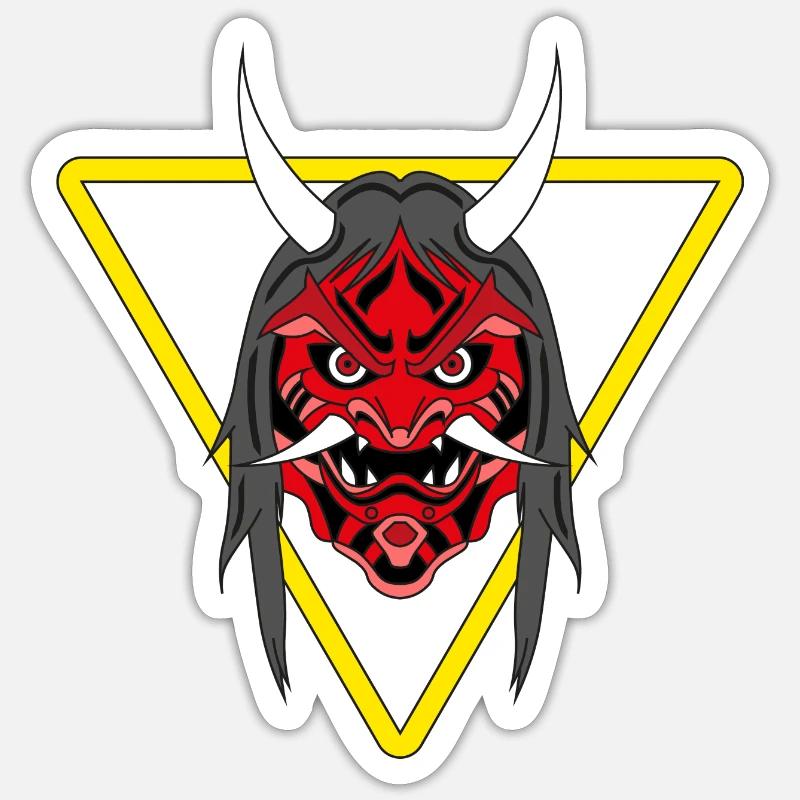 Roter Dämon in einem Dreieck - Sticker Größe S (10 x 10 cm) - Mattweiß