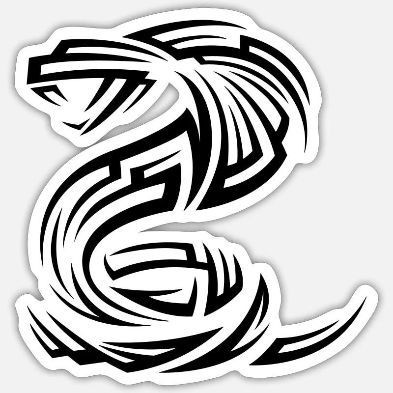 Tatouage tribal Snake Cobra - Sticker taille S (10 x 10 cm) - blanc mat