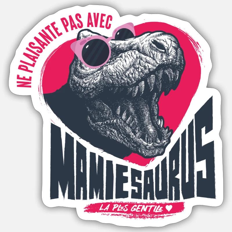 MAMIESAURUS ! - Sticker taille S (10 x 10 cm) - blanc mat