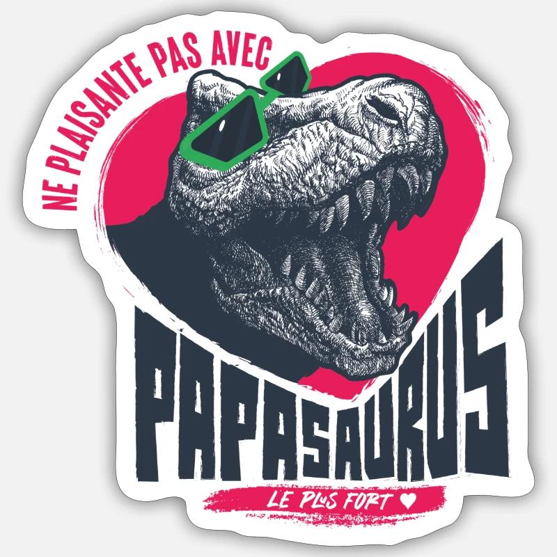 PAPASAURUS ! - Sticker taille S (10 x 10 cm) - blanc mat
