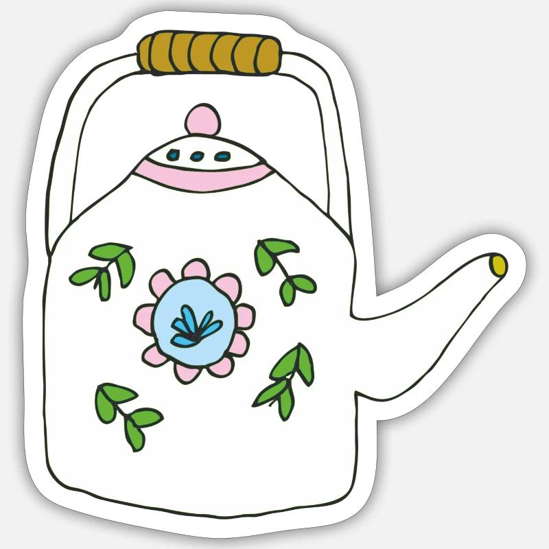 teapot - Sticker size S (10 x 10 cm) - white matte