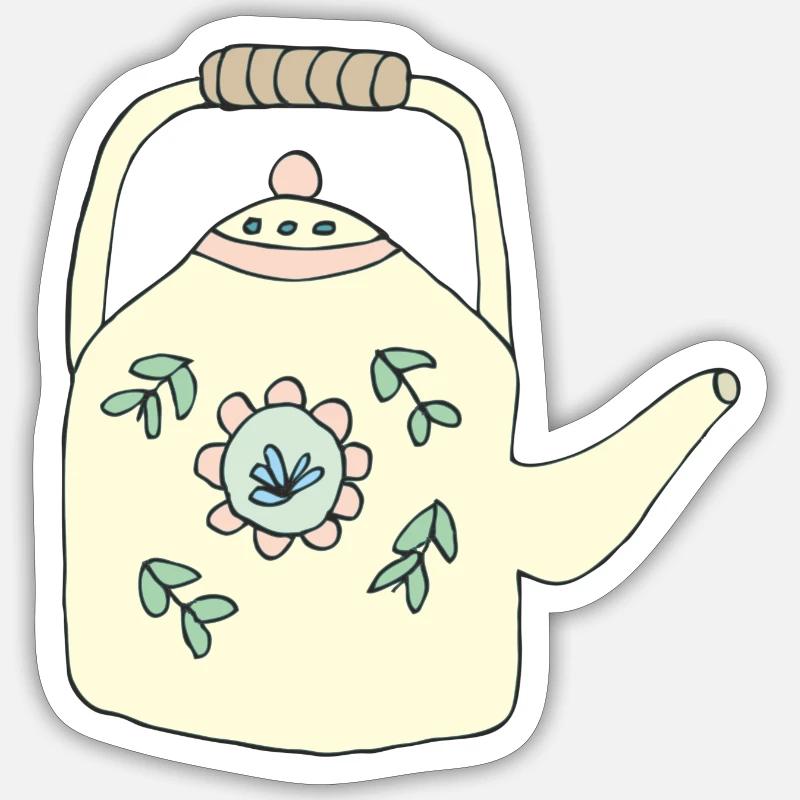 théière - Sticker taille S (10 x 10 cm) - blanc mat