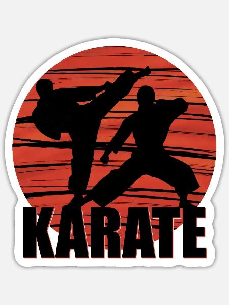 Karate Kampfkunst - Sticker Größe S (10 x 10 cm) - Mattweiß