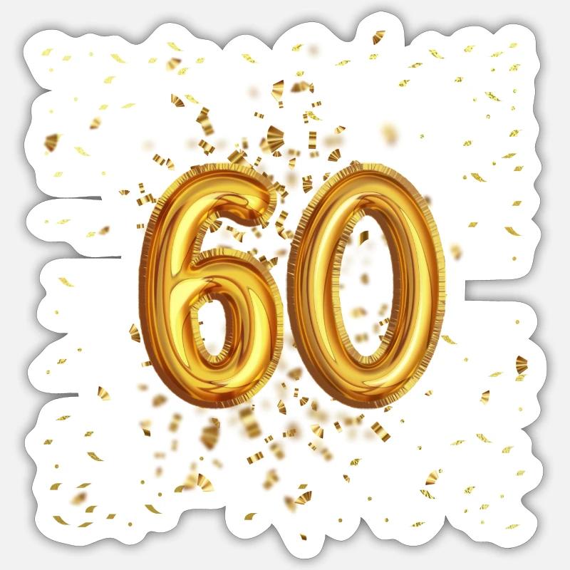 60 Jähriges Luftballon Design - Sticker Größe S (10 x 10 cm) - Mattweiß