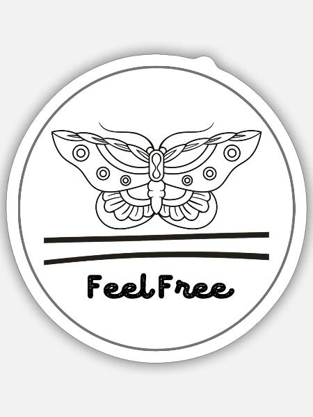 NachtfalterFeel Free - Sticker Größe S (10 x 10 cm) - Mattweiß