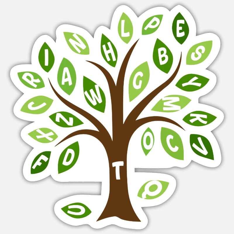 Alphabet leaf tree Sticker size S (10 x 10 cm)