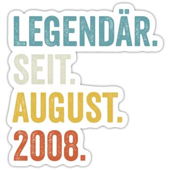 14 Jahre Legendär Seit August 2008 14. Geburtstag - Sticker Größe S (10 x 10 cm) - Mattweiß - Vorne