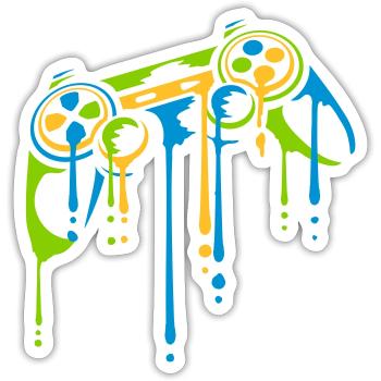 Drops Colorful Controller Retro - Sticker size S (10 x 10 cm) - white matte - Front
