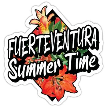 Fuerteventura Sommer Sonne Strand Meer Palmen - Sticker Größe S (10 x 10 cm) - Mattweiß - Vorne