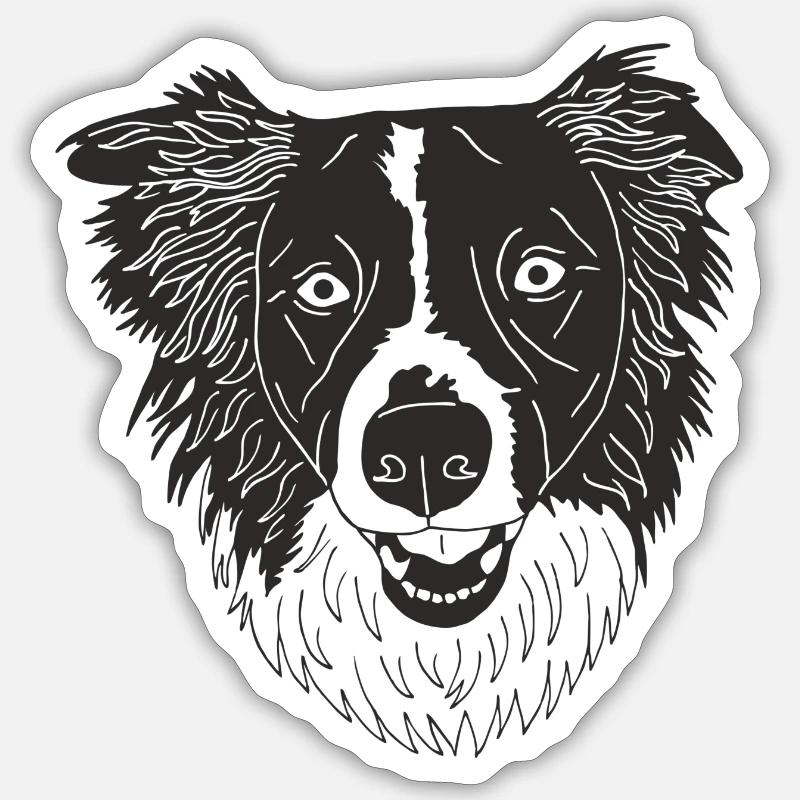 Border Collie - Sticker Größe S (10 x 10 cm) - Mattweiß
