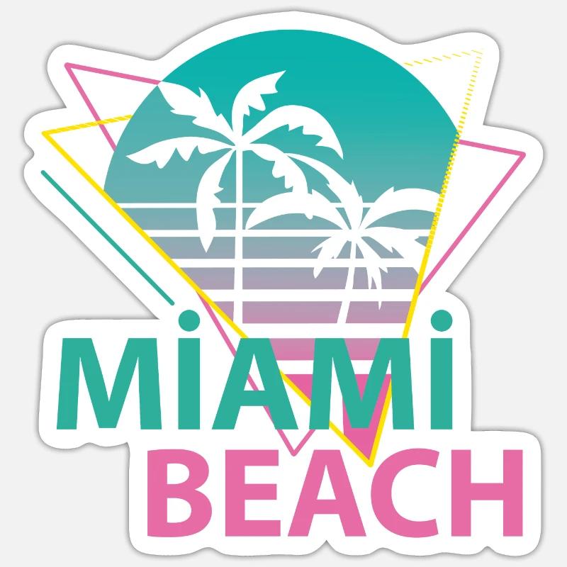 Miami Beach - Sticker taille S (10 x 10 cm) - blanc mat