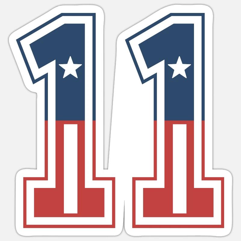Numéro 11 États-Unis - Sticker taille S (10 x 10 cm) - blanc mat