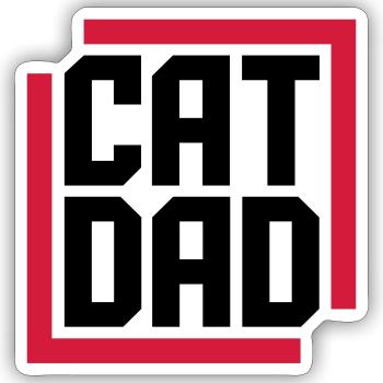 Cat Dad Logo Design - Sticker Größe S (10 x 10 cm) - Mattweiß - Vorne