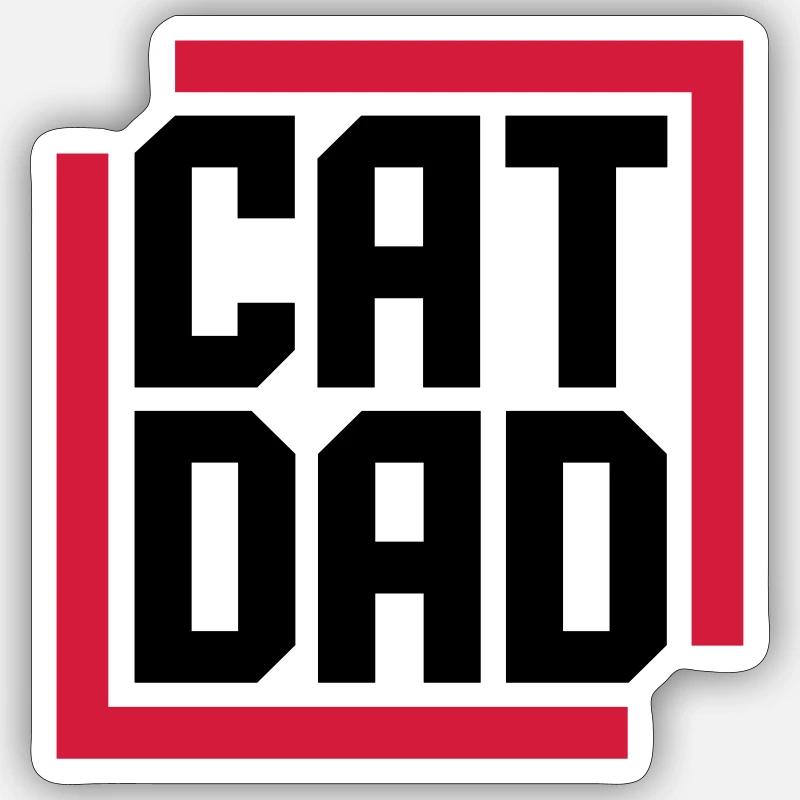 Cat Dad Logo Design - Sticker Größe S (10 x 10 cm) - Mattweiß