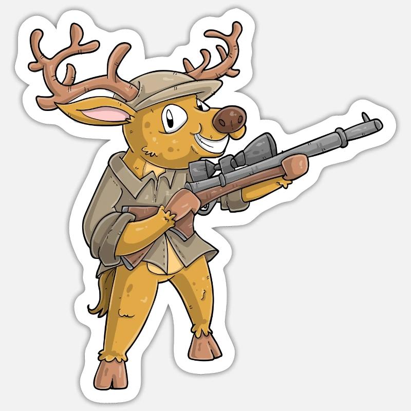 Hunting Deer / Hunter Deer - Sticker size S (10 x 10 cm) - white matte
