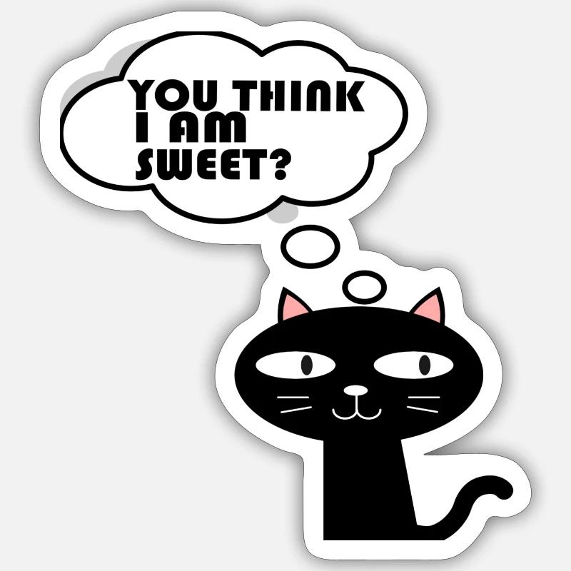Chat mignon - Sticker taille S (10 x 10 cm) - blanc mat