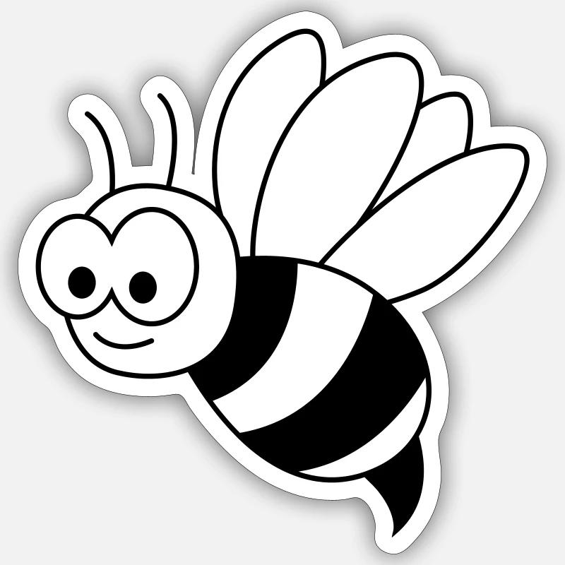 Honey Bee Comic Animal - Sticker taille S (10 x 10 cm) - blanc mat