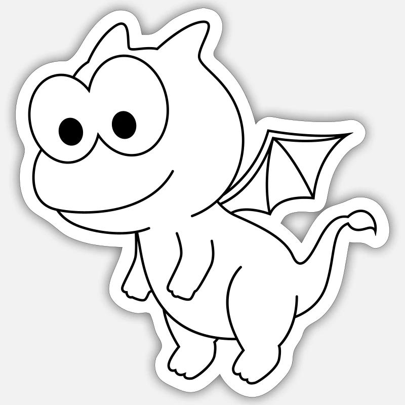 Drache Comic Tier - Sticker Größe S (10 x 10 cm) - Mattweiß