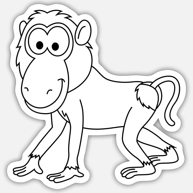 Monkey affe comic - Sticker Größe S (10 x 10 cm) - Mattweiß