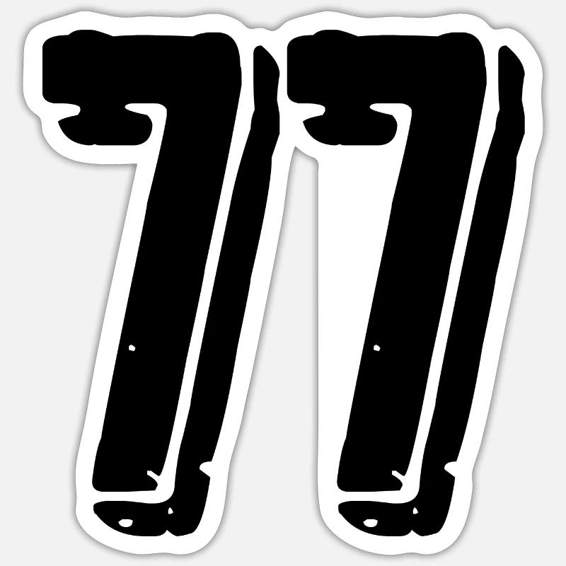 Maillot numéro 77 - Sticker taille S (10 x 10 cm) - blanc mat