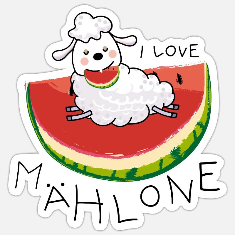 Summer Sheep and Melon Sticker size S (10 x 10 cm)