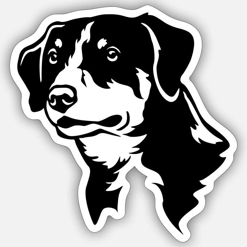 Entlebucher Sennenhund Kopf "Black Edition" - Sticker Größe S (10 x 10 cm) - Mattweiß