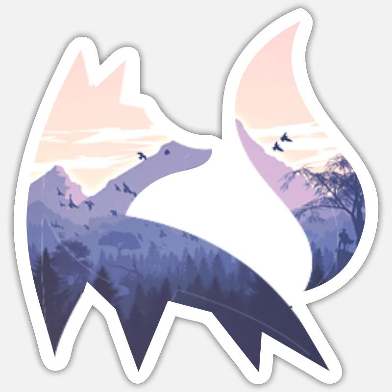 Fuchs Silhouette Wald Natur Tier Rotfuchs Waldtier Sticker Größe S (10 x 10 cm)