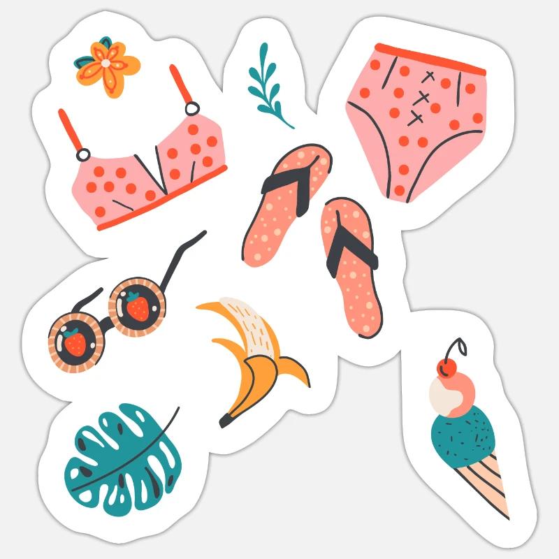 Ustensiles d’été - Sticker taille S (10 x 10 cm) - blanc mat