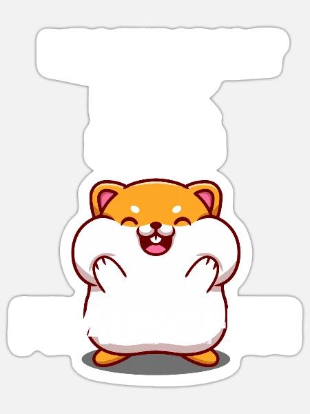 Lustiger Spruch Hamster Dick Fett - Sticker Größe S (10 x 10 cm) - Mattweiß