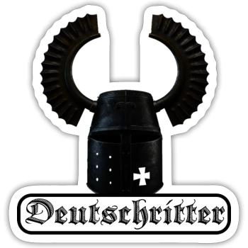Deutschritter - Sticker Größe S (10 x 10 cm) - Mattweiß - Vorne