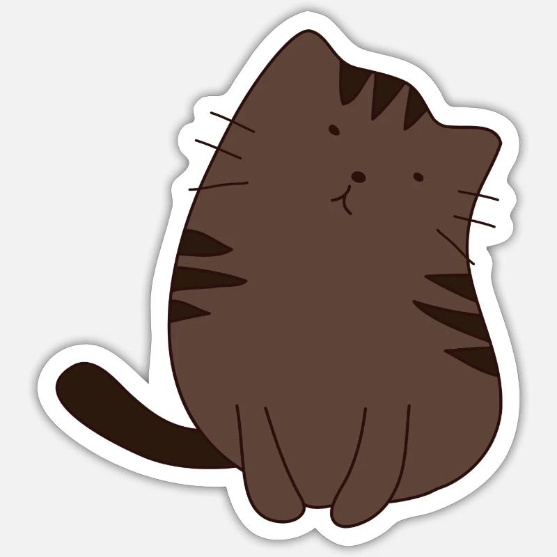 Chat dessiné 8 - Sticker taille S (10 x 10 cm) - blanc mat