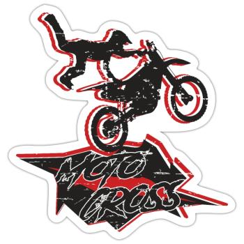 Motocross Stuntman - Sticker Größe S (10 x 10 cm) - Mattweiß - Vorne