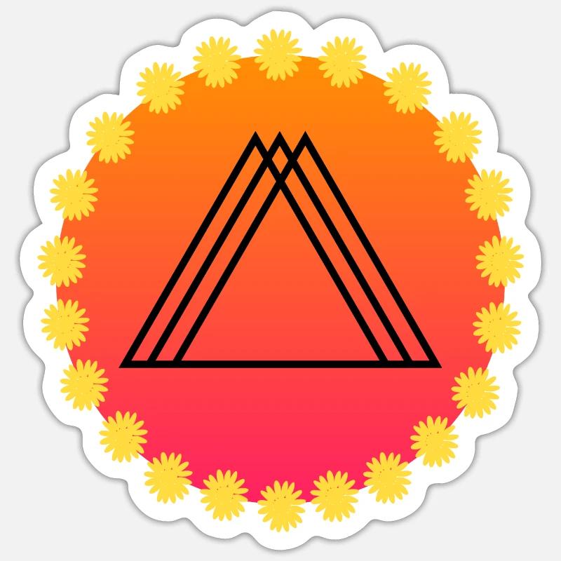 Sun and Flower Power Triangles - Sticker size S (10 x 10 cm) - white matte